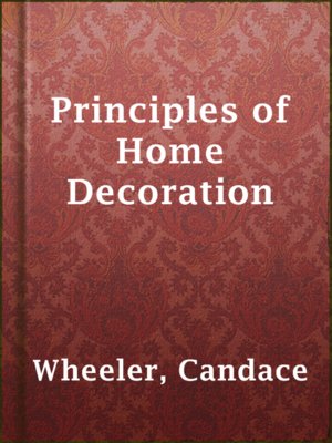 cover image of Principles of Home Decoration